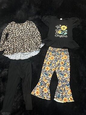 Kidgets Black & Yellow Leopard Sunflower Matching Set